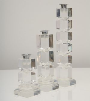 Pictures of lucite crystal and glass - Stacked lucite candlesticks square.jpg